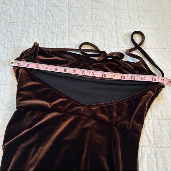 Amanda Uprichard Jasalina Mini Dress in Cocoa Brown Velvet Small - Picture 7 of 8